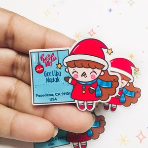 Kawaii Christmas Girl Address Labels  | Christmas Address Labels