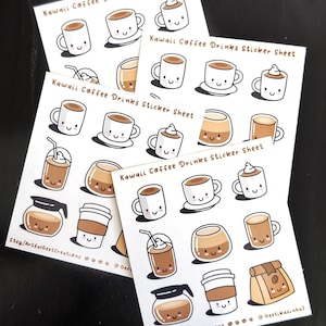 Kawaii Coffee Drinks Mini Sticker Sticker