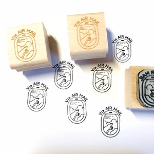 Fenêtre d'avion via Air Mail Rubber stamp | Timbre POSTE AÉRIENNE | Timbre de courrier d'escargot