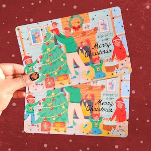 Weihnachten mit Familie Goldfolie Weihnachtspostkarte