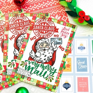 Set di cartoline Very Merry / / Set di 5 cartoline di Natale