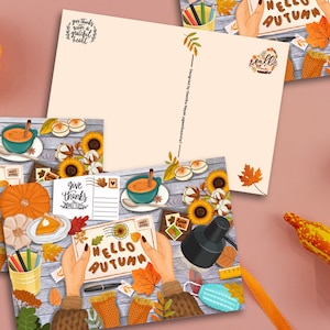 FMDTYS - Herbstliche Schreibtischszene | 5er oder 10er Set Postkarten