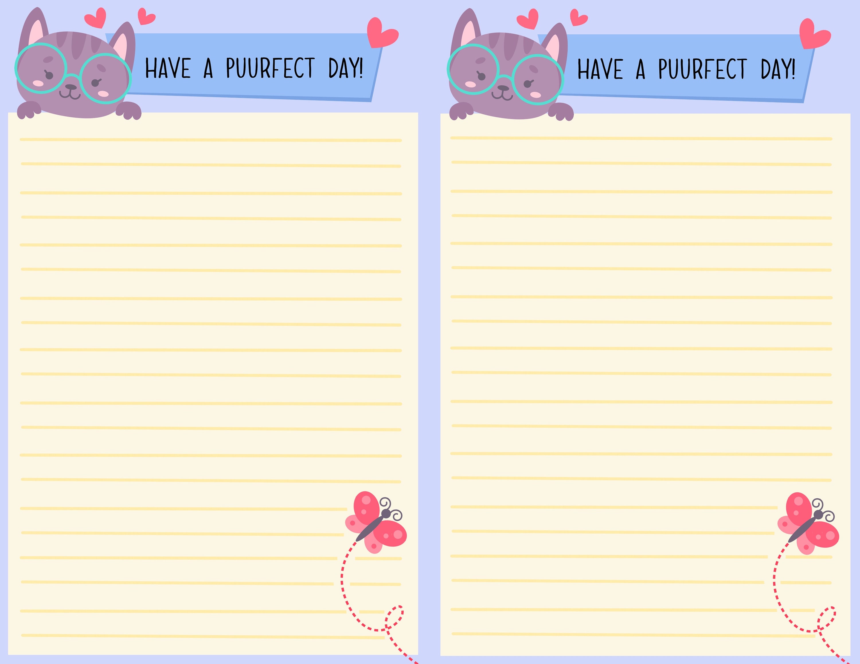 Cat Printable Stationery - Etsy