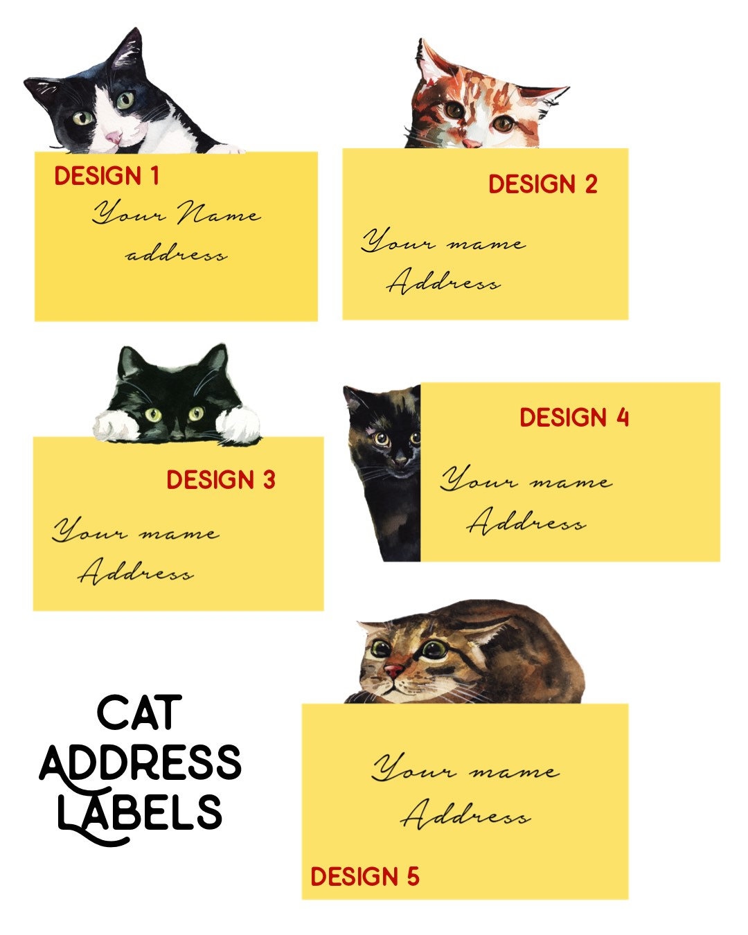 Cat Address Labels - Etsy