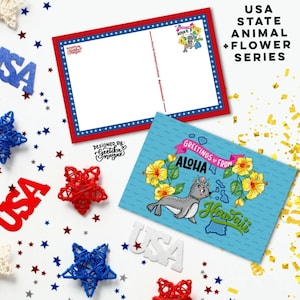 HAWAÏ - Cartes postales d'animaux et de fleurs de l'État américain | Cartes postales d'État des États-Unis 4" x 6" | Lot de 5 cartes postales