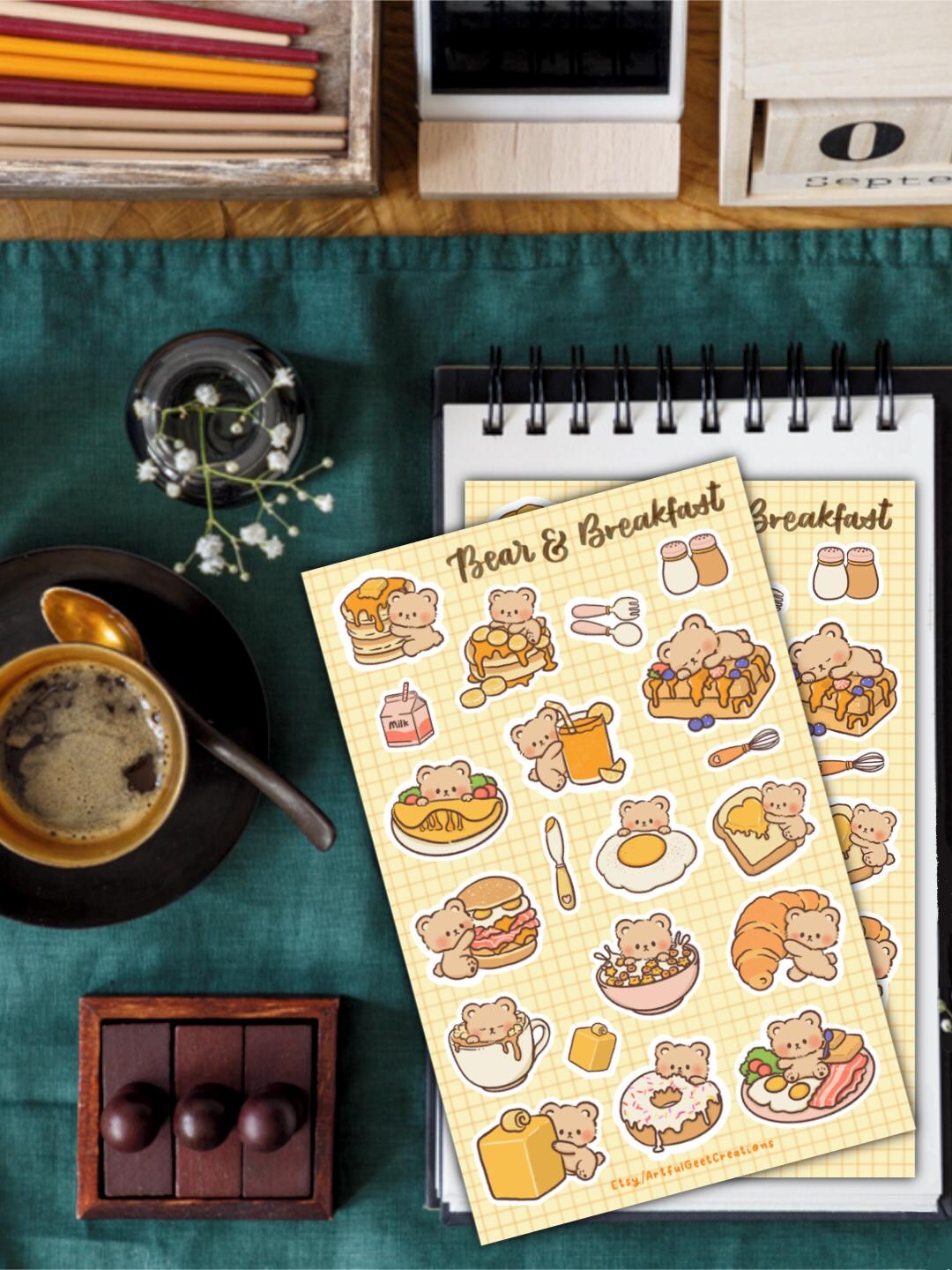 Bear & Breakfast Sticker Sheet (gloss) - Etsy