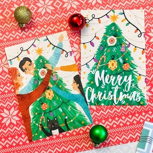 Deck the Hallen Postkarten Set | 2er Set Weihnachtspostkarten