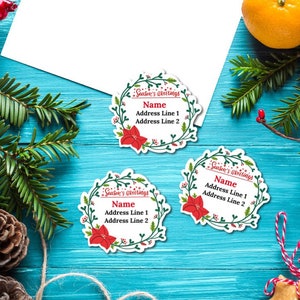 Christmas Wreath Address Labels | Christmas Address Labels