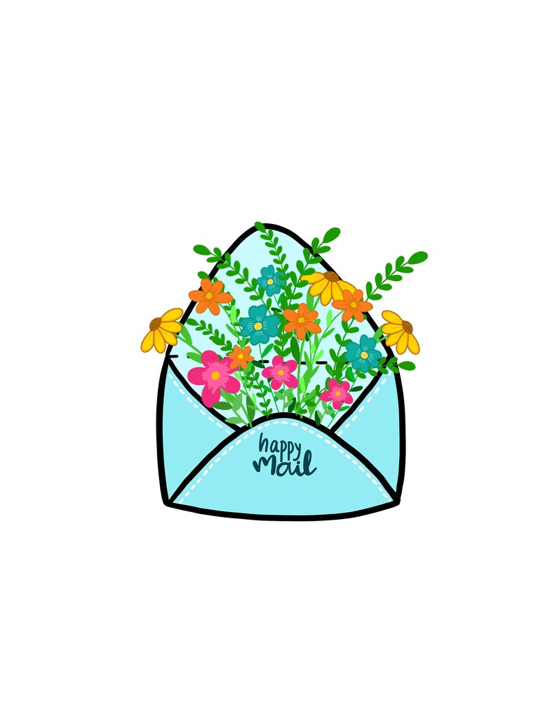 Happy Mail Flowers Stickers Etsy