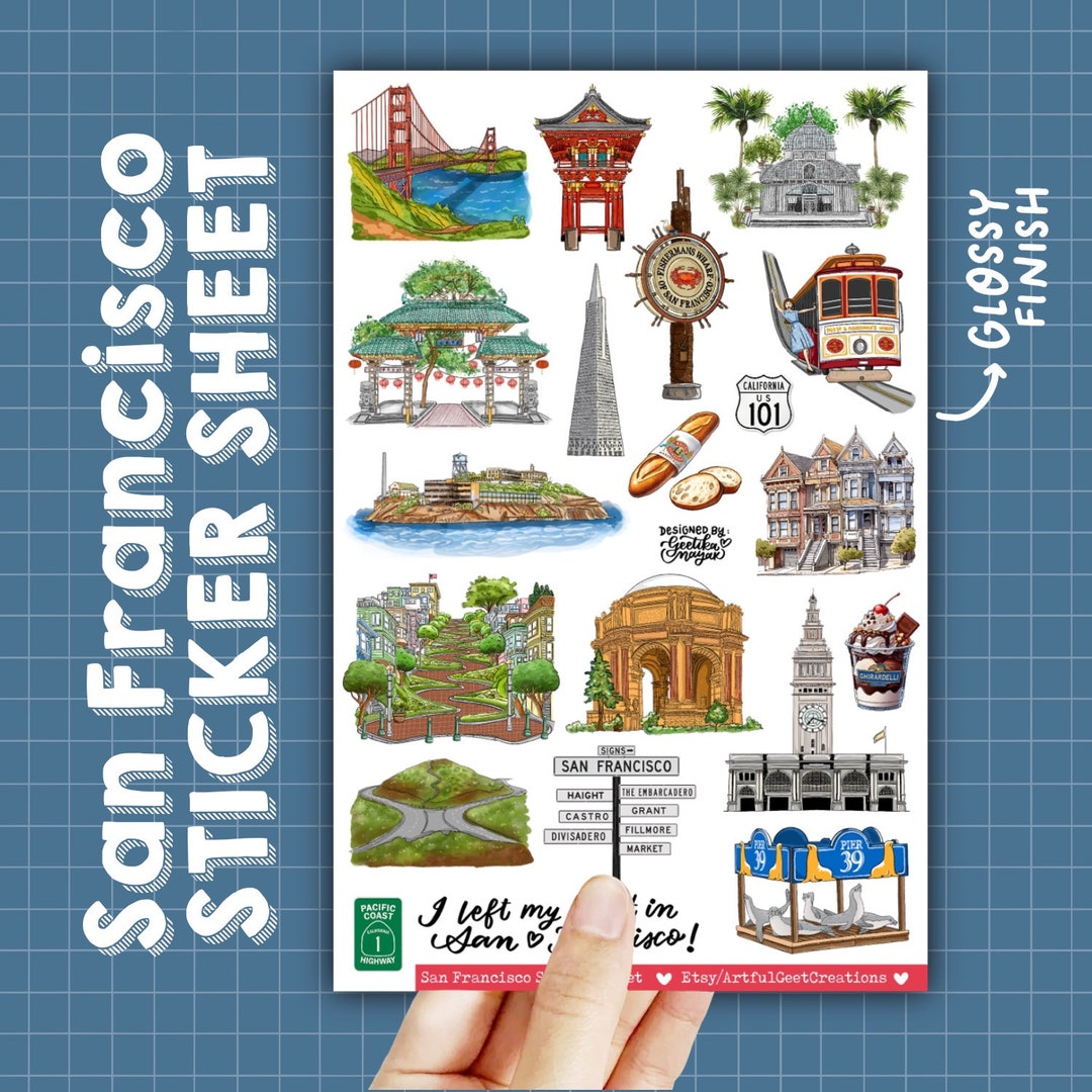 Sf Sticker San Francisco Sticker Sheet | Glossy or Matte Finish - Etsy