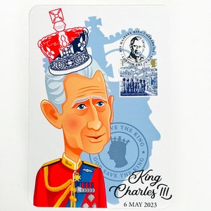 Carta massima dell'incoronazione di re Carlo III 2023 dal Regno Unito / timbro postale in bianco e nero