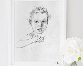 Custom sketch quick portrait, simple pencil drawing custom drawing from photo, portrait handmade, black and white graphic portrait gift idea
