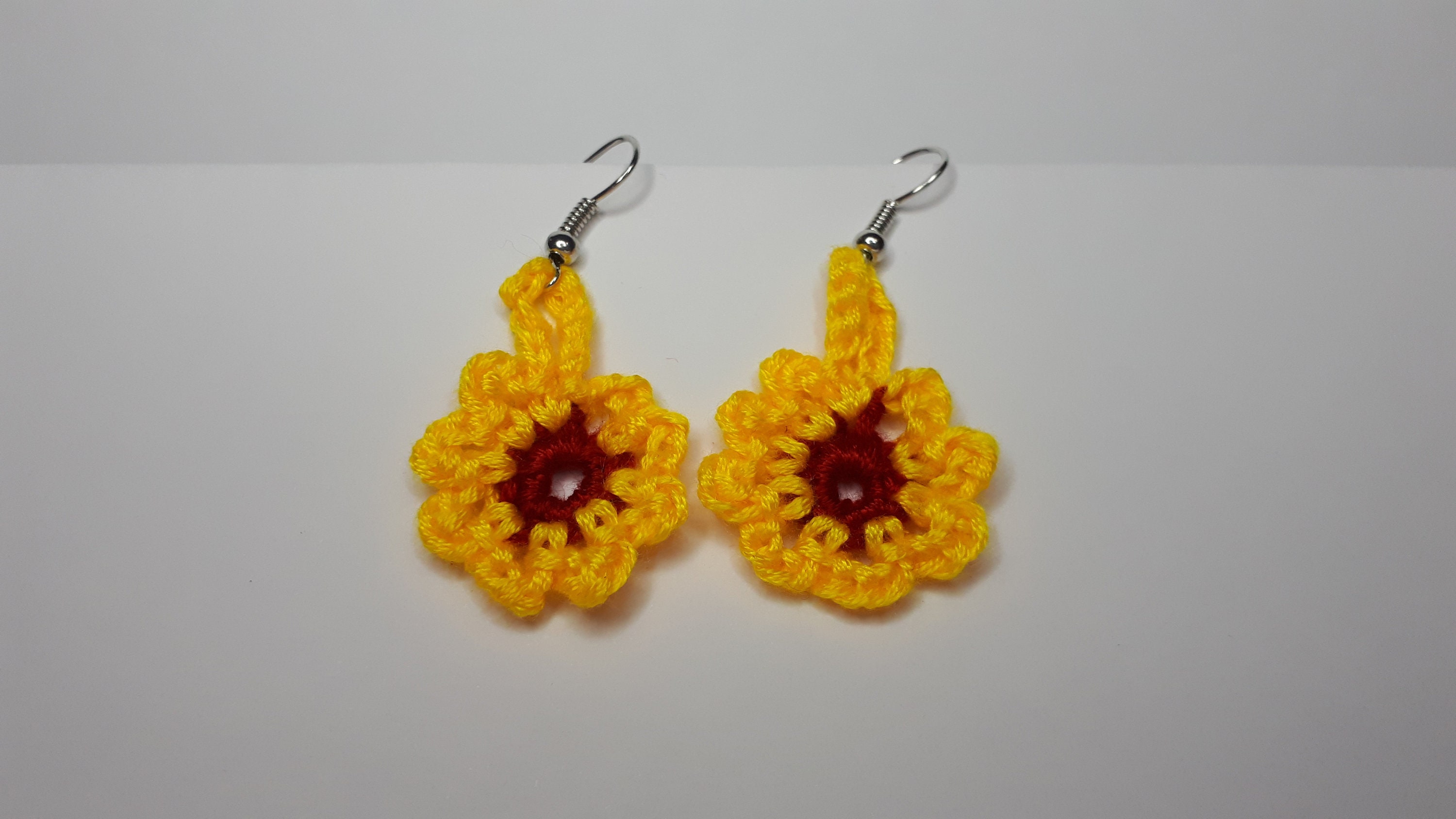 Sunflower Themed Crochet Earrings Etsy