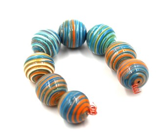 Focal bead necklace Colorful beads Handmade bead set Polymer clay beads Craft supplies Matching bead set Loose beads DIY jewelry set of 2