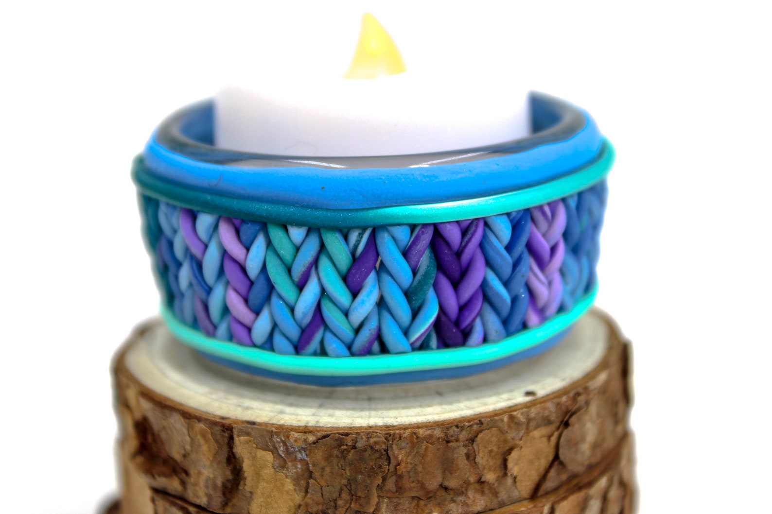 Polymer Clay Tea Light Holder Glass Votive Holder Tea Light Etsy