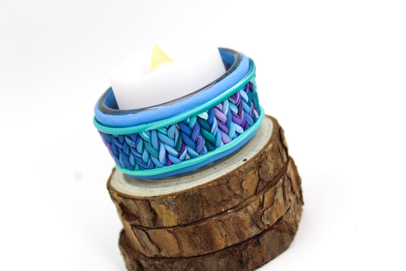 Polymer Clay Tea Light Holder Glass Votive Holder Tea Light Etsy