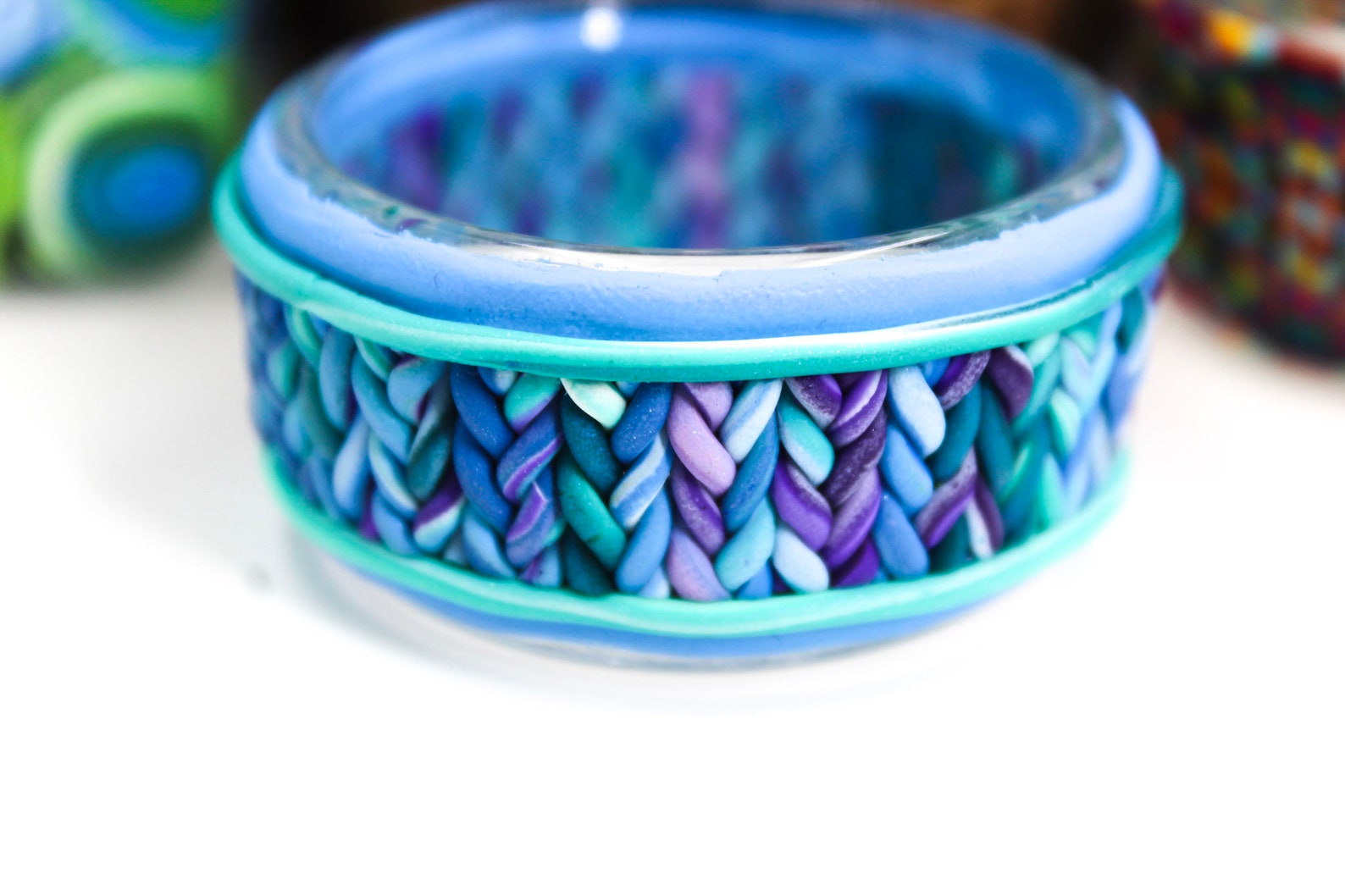 Polymer Clay Tea Light Holder Glass Votive Holder Tea Light Etsy