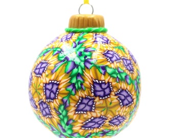Christmas Ornament Polymer Clay Cane inches handmade Purple and Blue, gift, home decor, christmas decor