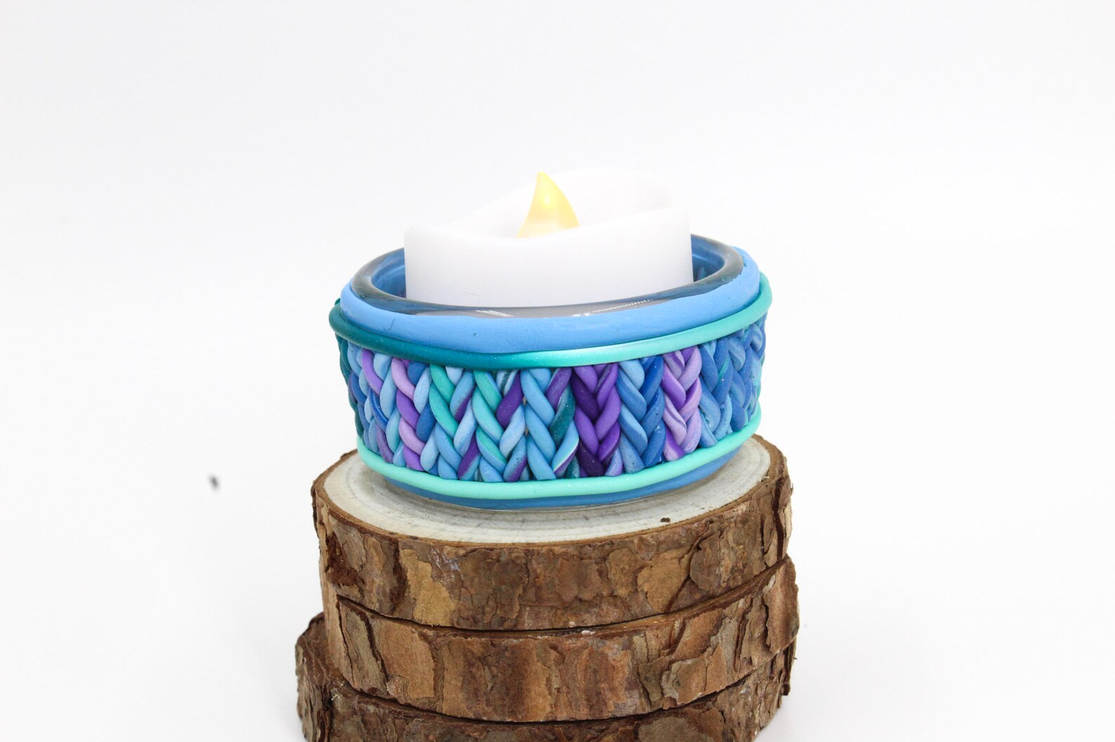 Polymer Clay Tea Light Holder Glass Votive Holder Tea Light Etsy