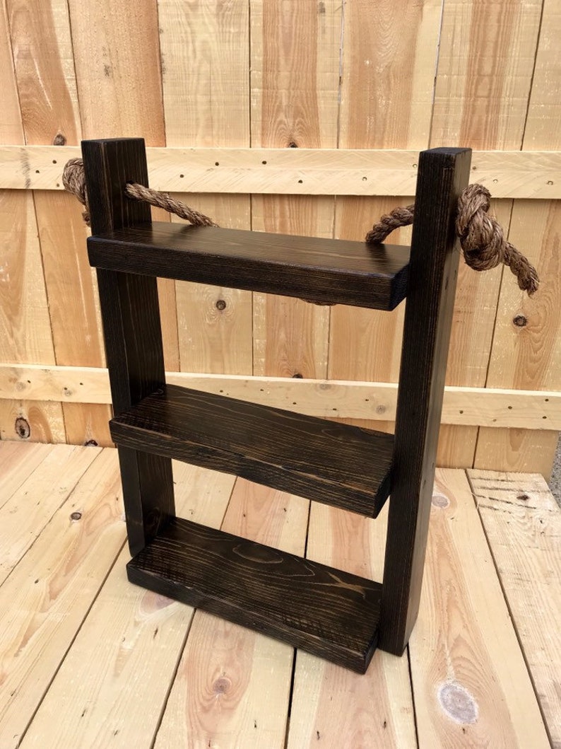 Over the Toilet Storage Wooden Ladder Shelf Storage Shelf Etsy