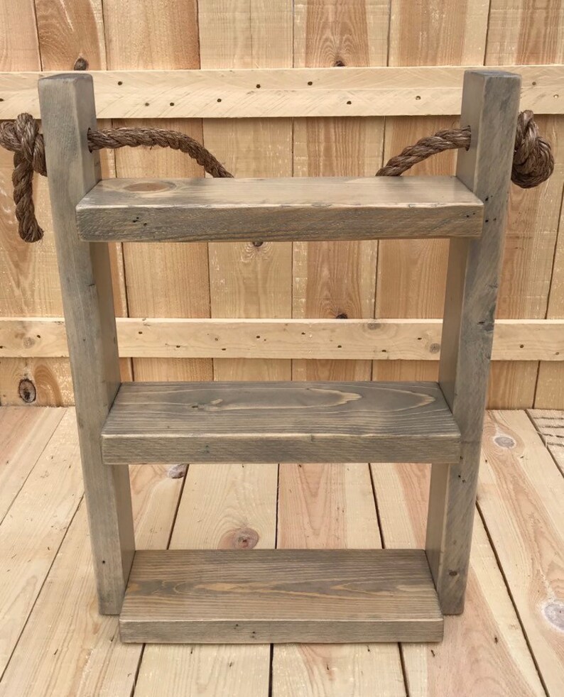 Over the Toilet Storage Wooden Ladder Shelf Storage Shelf Etsy