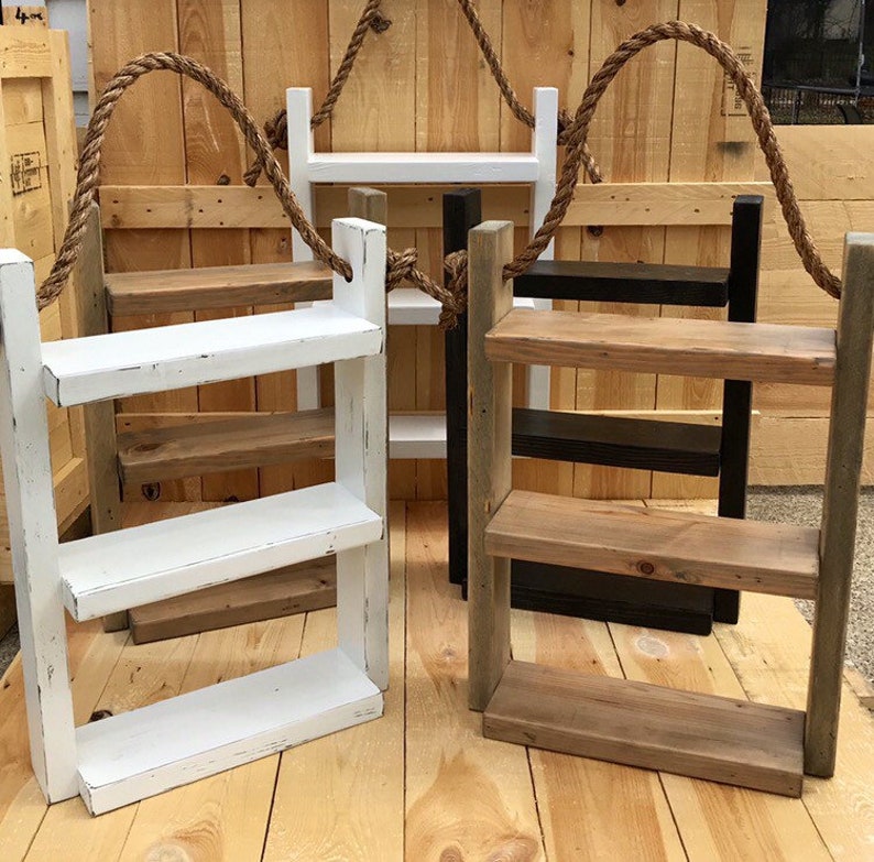 Over the Toilet Storage Wooden Ladder Shelf Storage Shelf Etsy