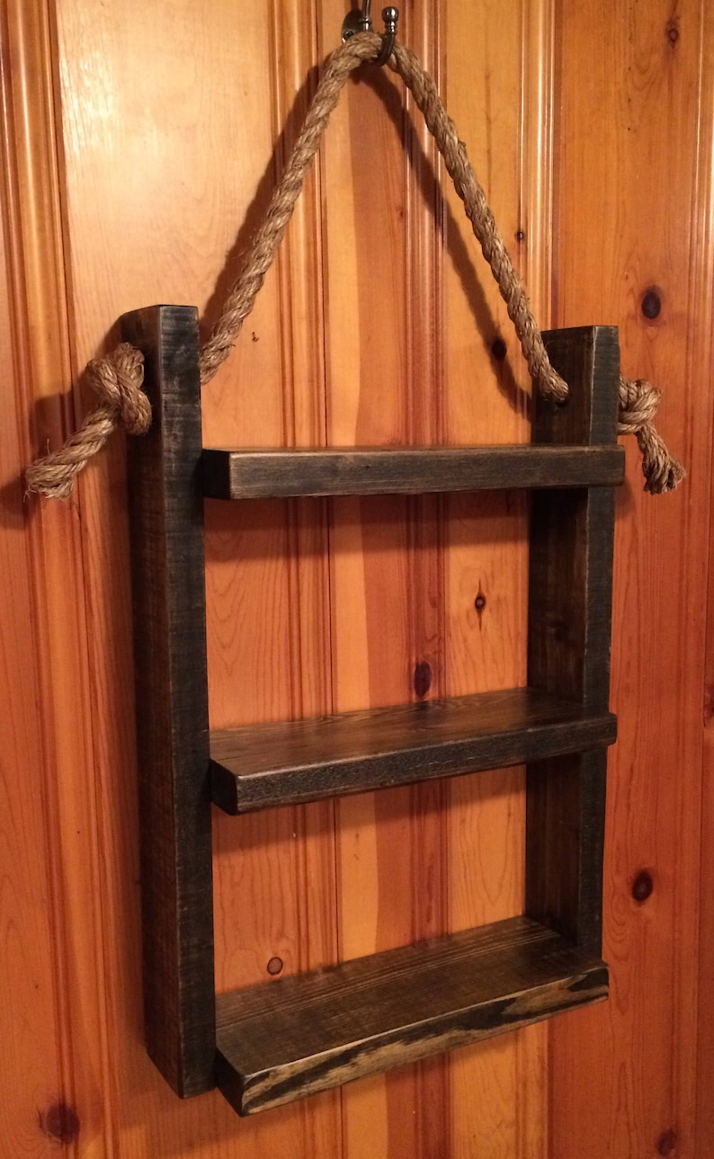 Rope Hanging Shelf Wooden Ladder Shelf Storage Shelf Etsy