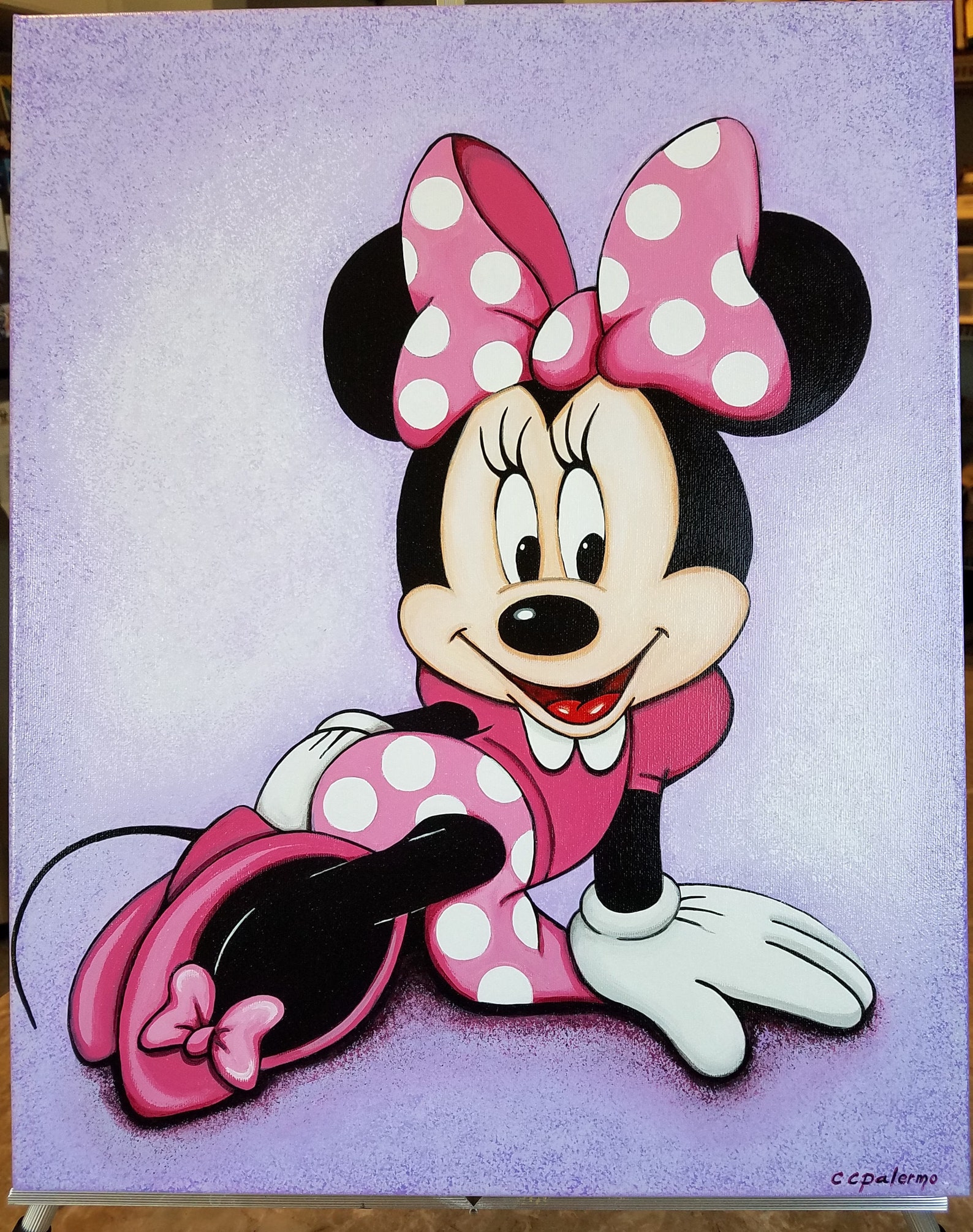 Minnie Mouse Acrylic Painting Stretched Canvas Art Decor Etsy