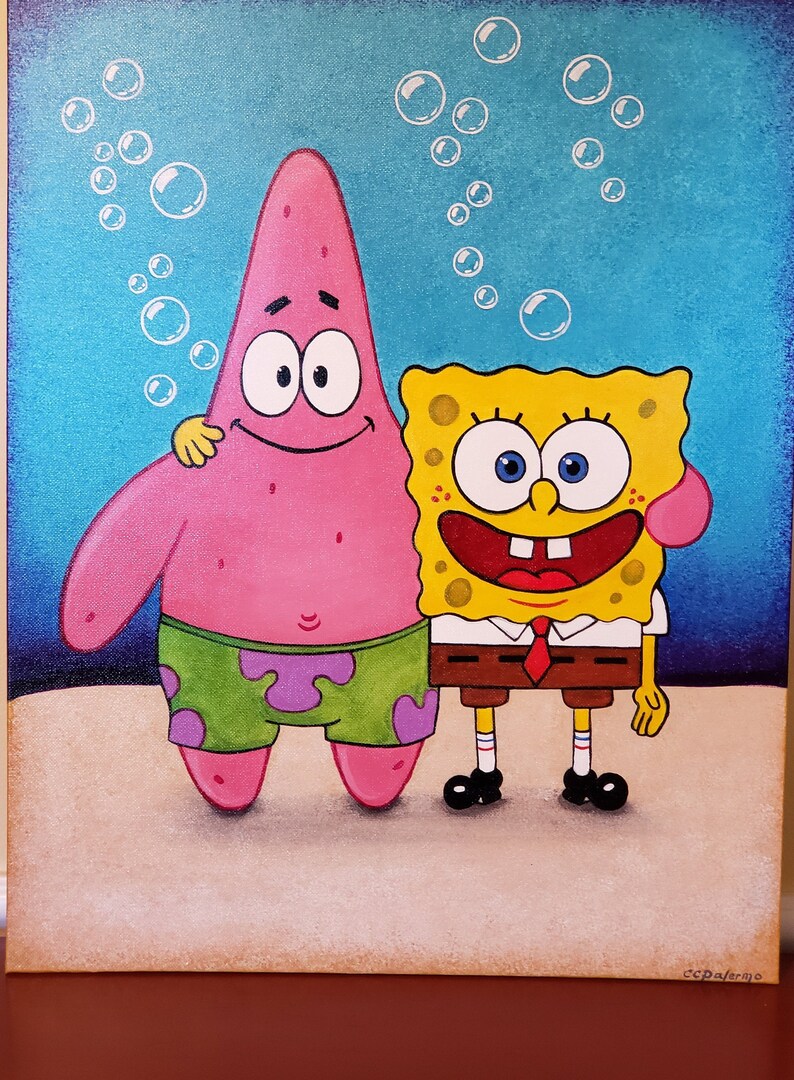 Original hand-painted Spongebob and Patrick | Etsy