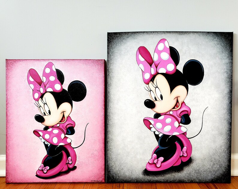 Original Minnie Mouse Acrylic Painting Canvas Wall Art Decor Etsy