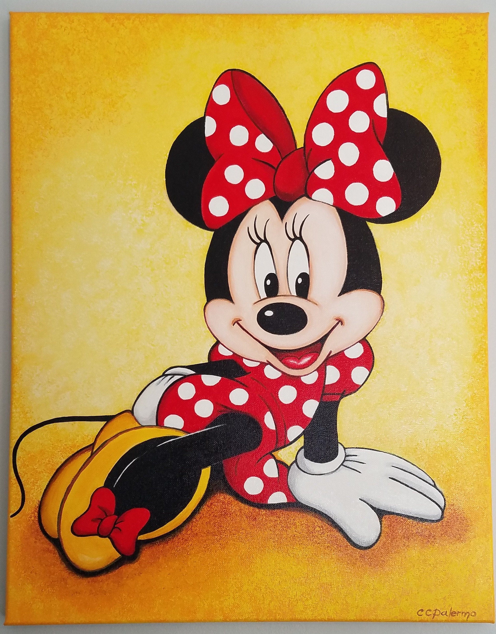 Minnie Mouse Acrylic Painting stretched canvas Art Decor Etsy