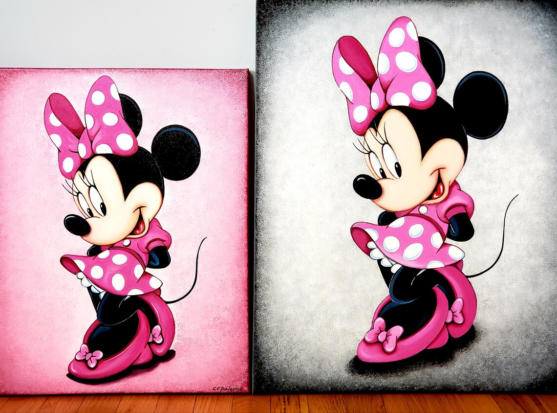Original Minnie Mouse Acrylic Painting Canvas Wall Art Decor | Etsy