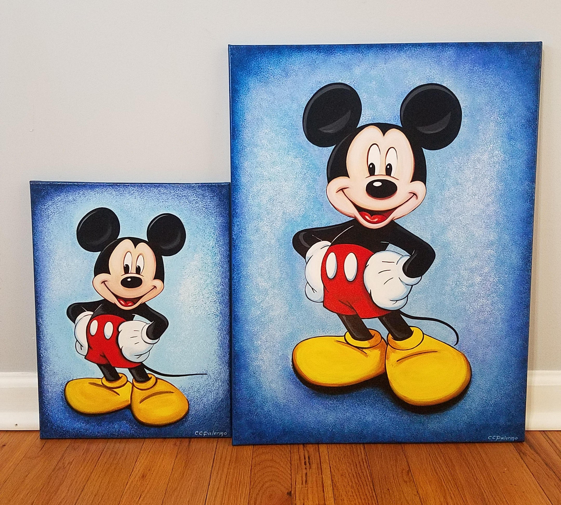 Mickey Mouse Acrylic Painting Hand-painted Canvas Art Decor | Etsy