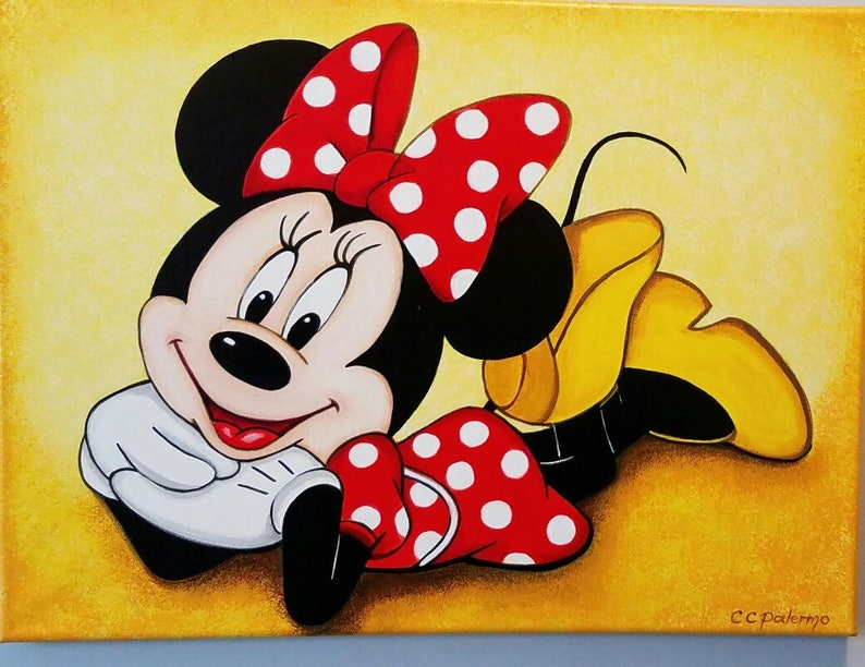 Minnie Mouse Acrylic Painting Canvas Wall Art Decor Kids / Etsy