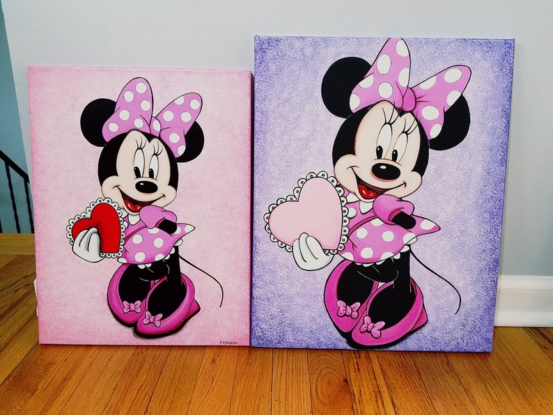 Minnie Mouse Acrylic Painting Canvas 16 X 20 Art Etsy