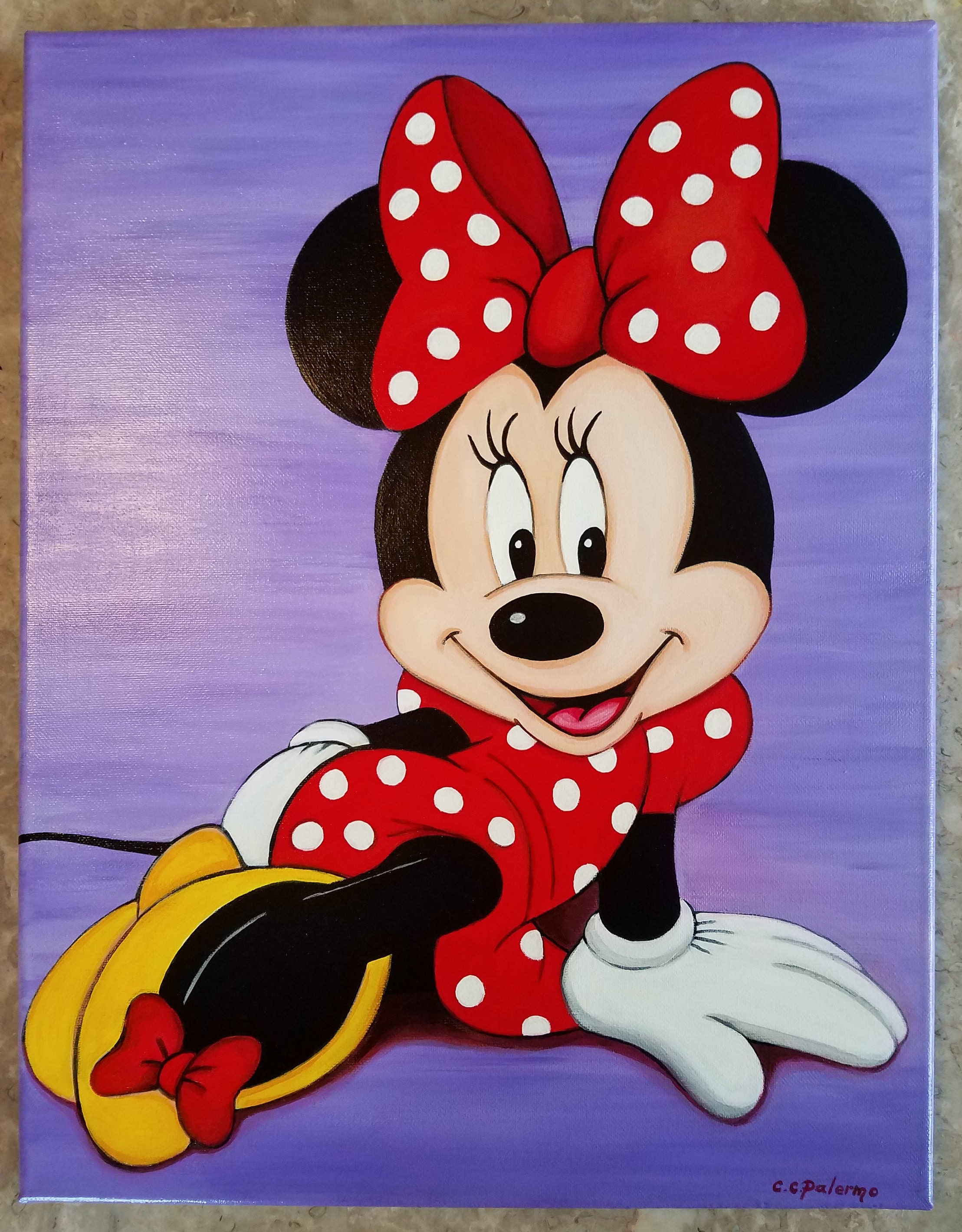 Minnie Mouse Acrylic Painting stretched canvas Art Decor Etsy