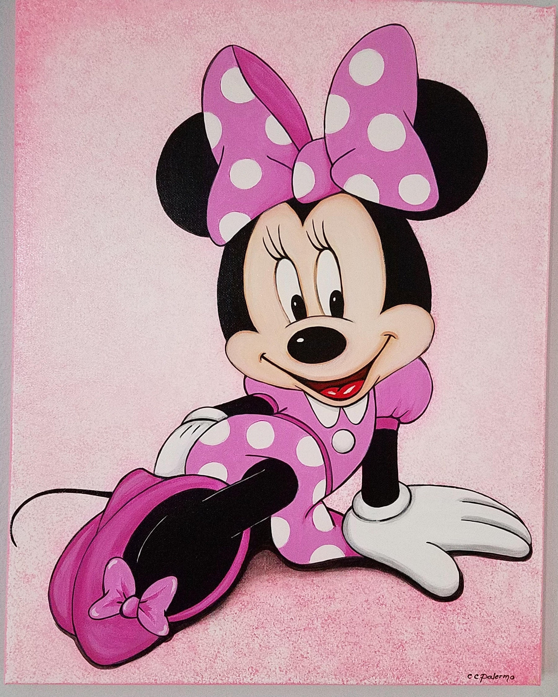 Minnie Mouse Acrylic Painting stretched canvas Art Decor Etsy