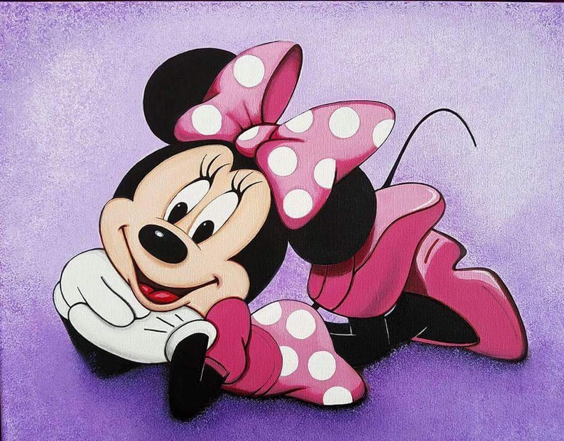 Minnie Mouse Acrylic Painting Canvas Wall Art Decor Kids Etsy