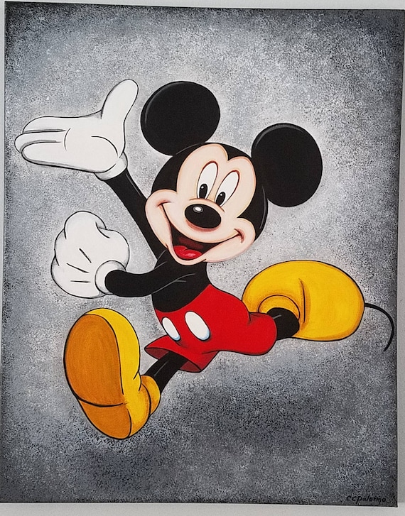 Items similar to Mickey Mouse Acrylic Painting, Handpainted Canvas Art