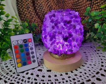 Amethyst Crystal Lamp, Boho Night light