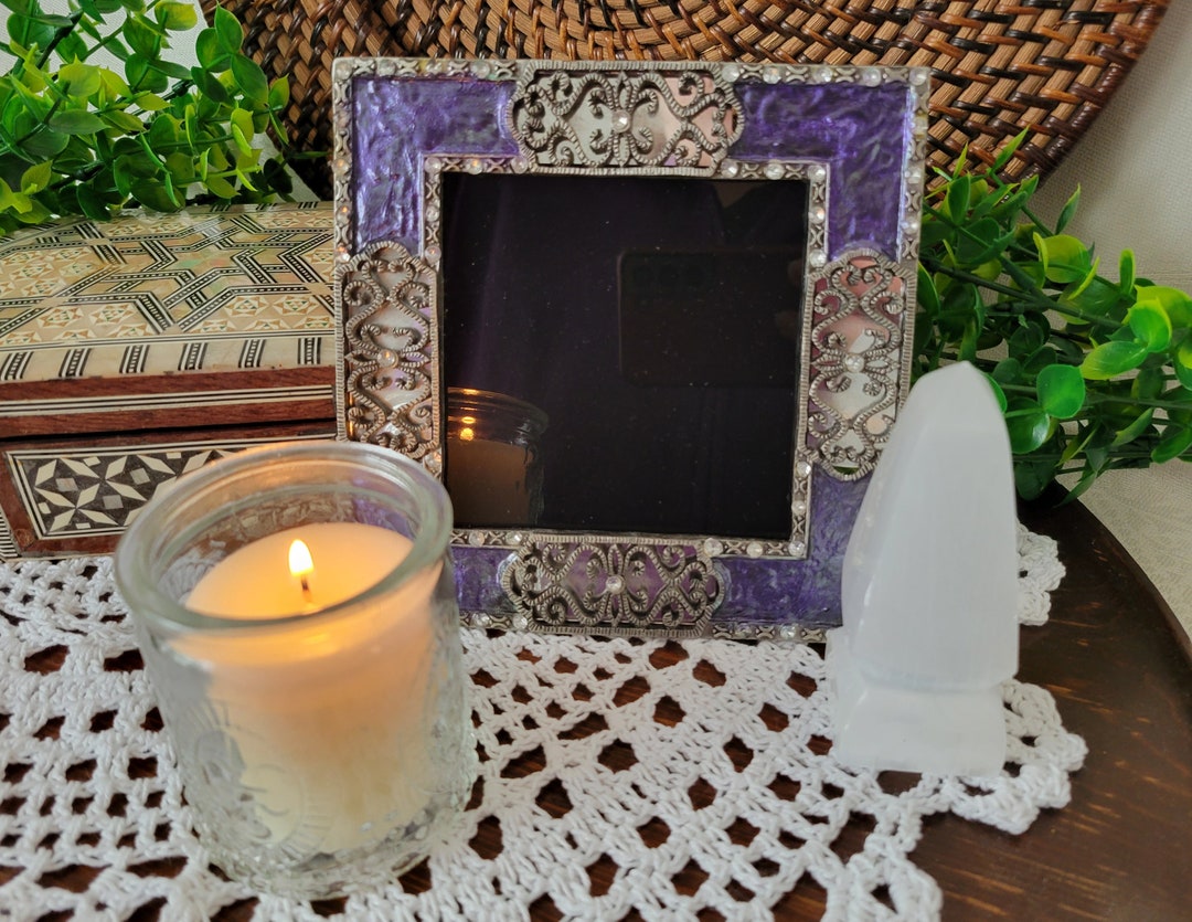 Vintage Scrying Mirror Set Black Mirror Etsy