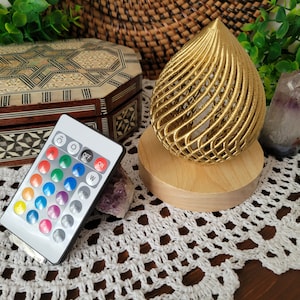 3D Printed Flame Crystal Lamp, Boho Night light