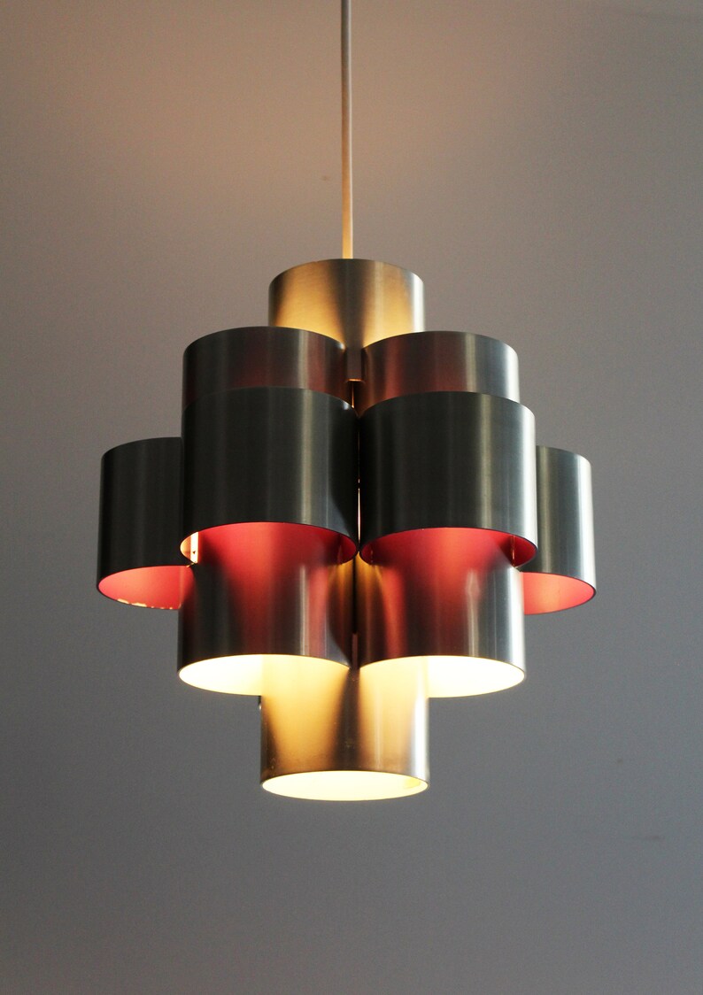 Mid Century Danish Modern Vintage Cylinder Pendant Lamp Lyskaer Fog /& Morup