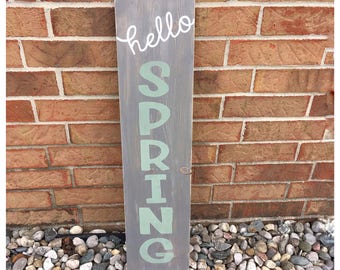 Hello Spring Sign, Spring Home Decor, Spring Welcome Sign, Spring Door Sign, Spring Porch Decor