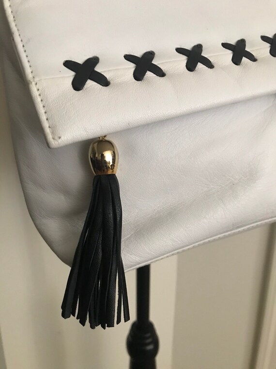 Vintage Black White Leather Giani Bernini Tassel … - image 2