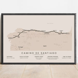 Sentier du Camino del Norte Imprimer | Art mural carte du Camino de Santiago | de Saint-Jacques-de-Compostelle de Zazzle.be Liste d'envies Vous avez des idées ? Décoration de pèlerinage en Espagne | Cadeau randonnée