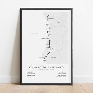 Camino Portugues Central Impression | Carte du chemin de Saint-Jacques-de-Compostelle | de Lisbonne à Saint-Jacques-de-Compostelle de Zazzle.be Liste d'envies Vous avez des idées ? Art mural Chemin de Saint-Jacques-de-Compostelle