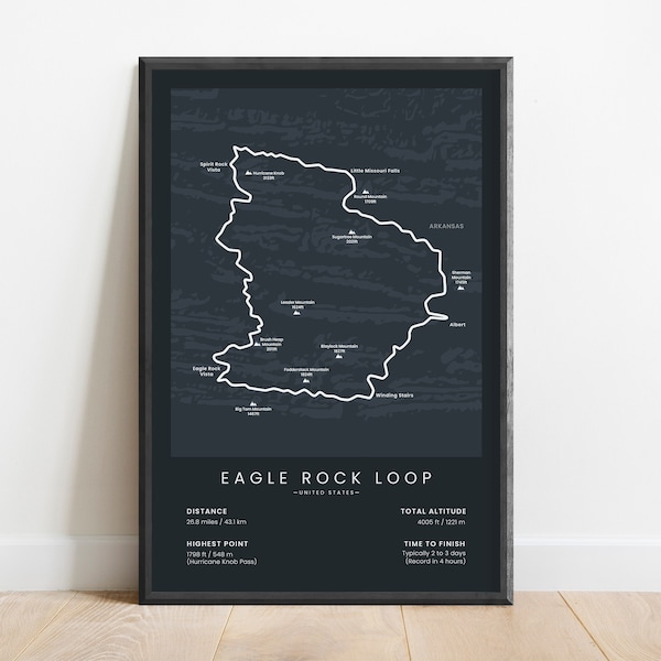 Eagle Rock Loop Print | Eagle Rock Loop Arkansas Map | Ouachita Trek Poster | United States Hiking Wall Art | Outdoors Gift
