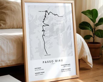 Passo Giau Cycling Route | Selva di Cadore Climb | Personalized Giro d’Italia Poster | Dolomites Cycling Print | Italy Biking Gift
