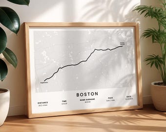 Boston Personalized Marathon Print | Custom Race Poster | Marathon Present | Runner Gift | Sport Wall Art | Strava Map Print